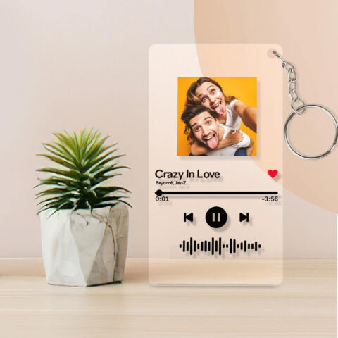 Scannable Music Code Plaque Keychain Music and Photo Acrylic, Song Keychain