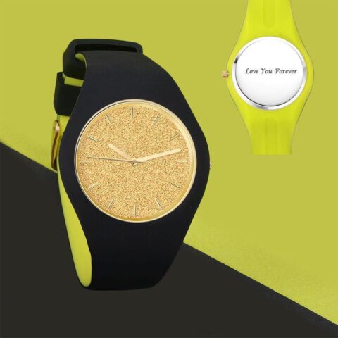 Unisex Silicone Engraved Watch Unisex Engraved Watch 41mm Black and Green