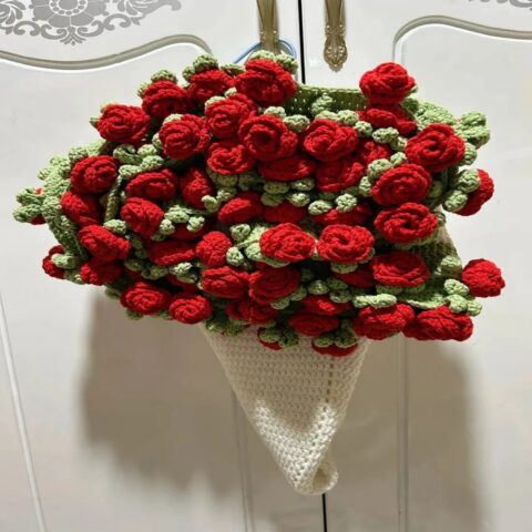 Hand-Knitted Rose Blanket DIY Kit & Ready-Made Gift for Mother’s Day