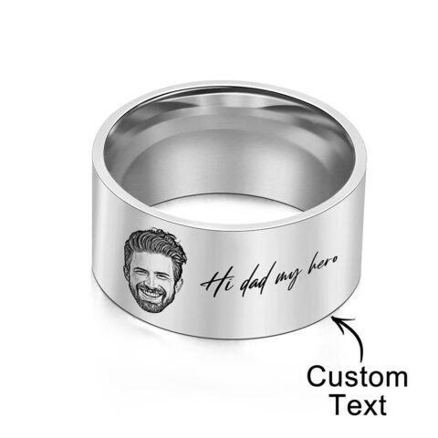 Open Slowly. Tears Likely.: Custom Men’s Ring Personalized Photo Ring With Engraved