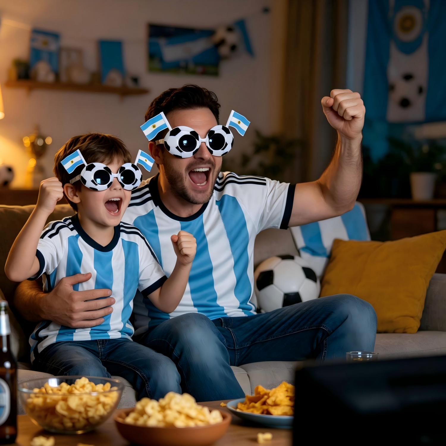 Soccer Pattern Glasses with National Flag Design Football Fan Party Sunglasses