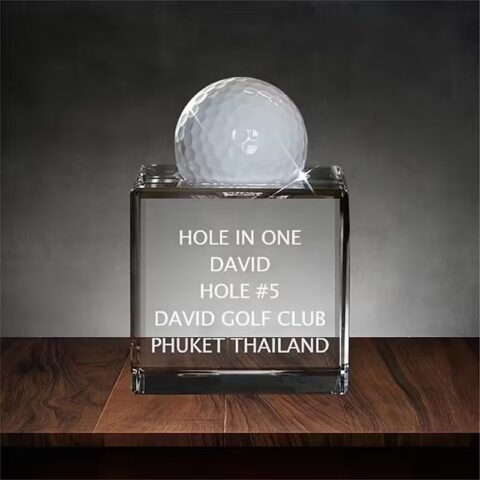 Open Slowly. Tears Likely.: Personalized Hole in One Crystal Golf Ball Display, Custom