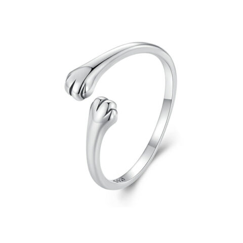 The smallest box, the biggest reaction: Pet Cat Hug Open Ring Silver