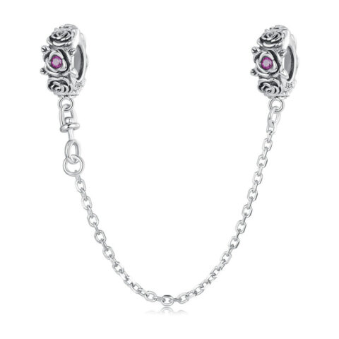 Fashion Rose Safety Charm Chain Silver