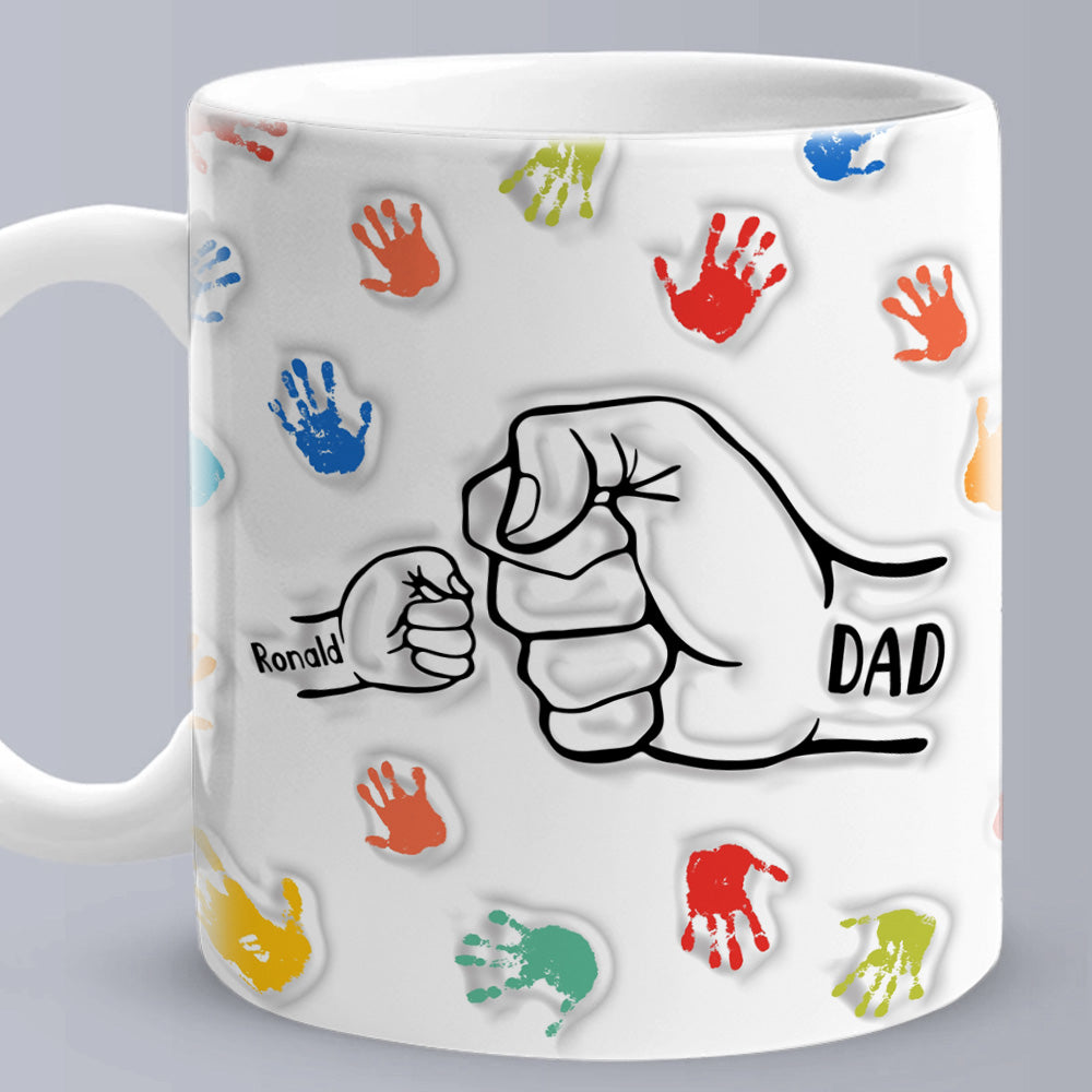 Personalized Custom Names 3D Inflated Effect Printed Mug Gift for Dad