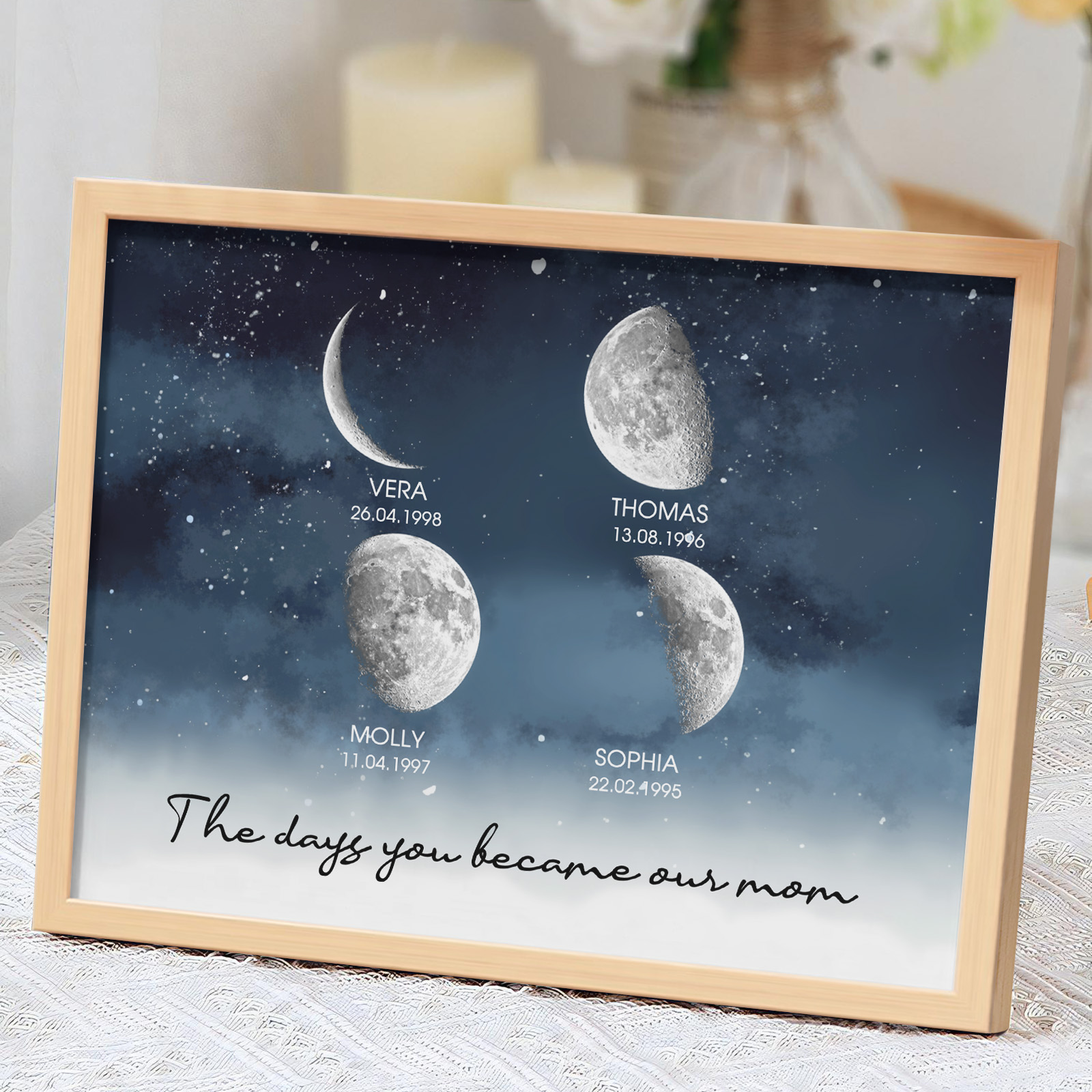 Personalized Starry Night The Day You Became Mom Custom Birth Moon