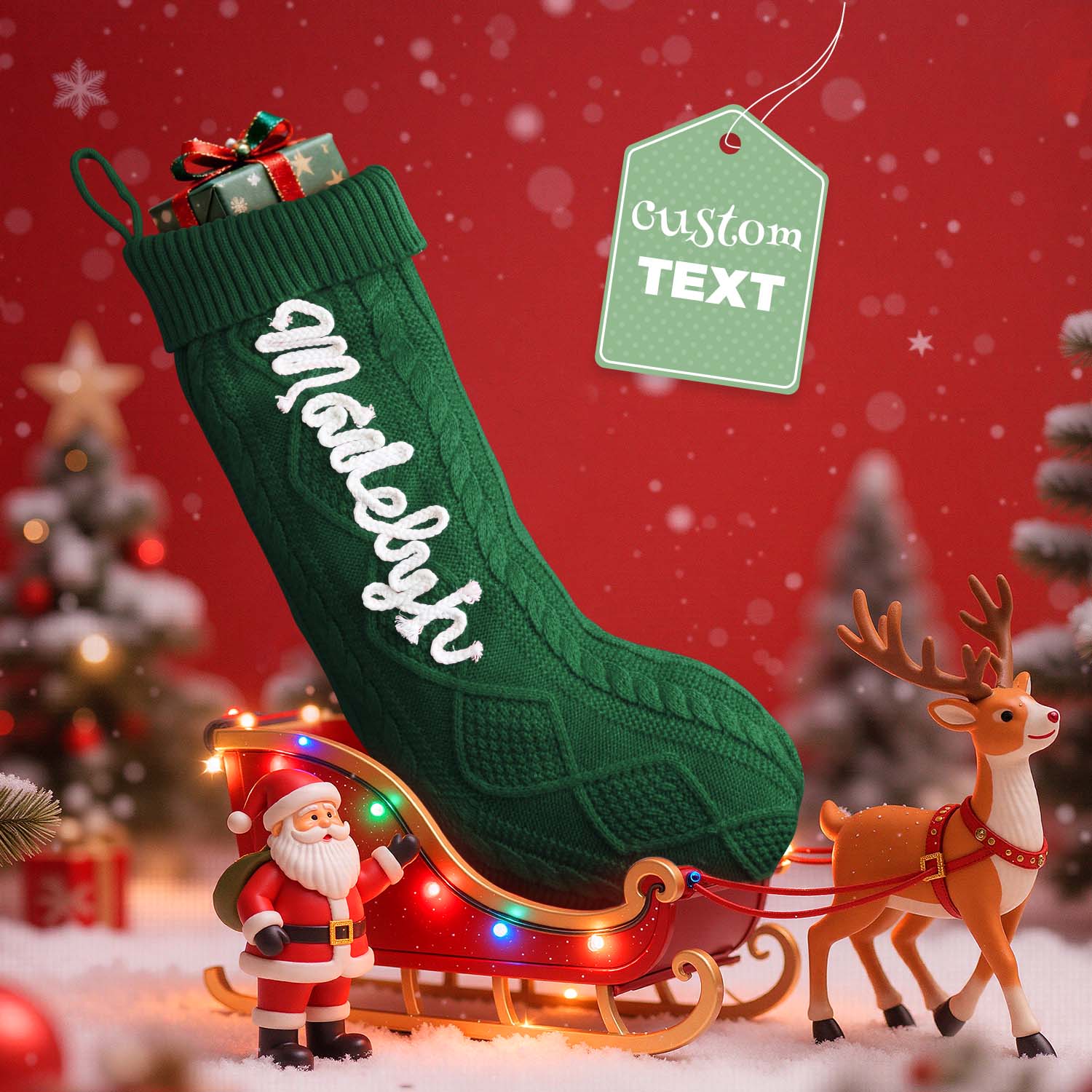 Custom Christmas Stockings Knitted Christmas Stockings with Name Christmas Family Stockings