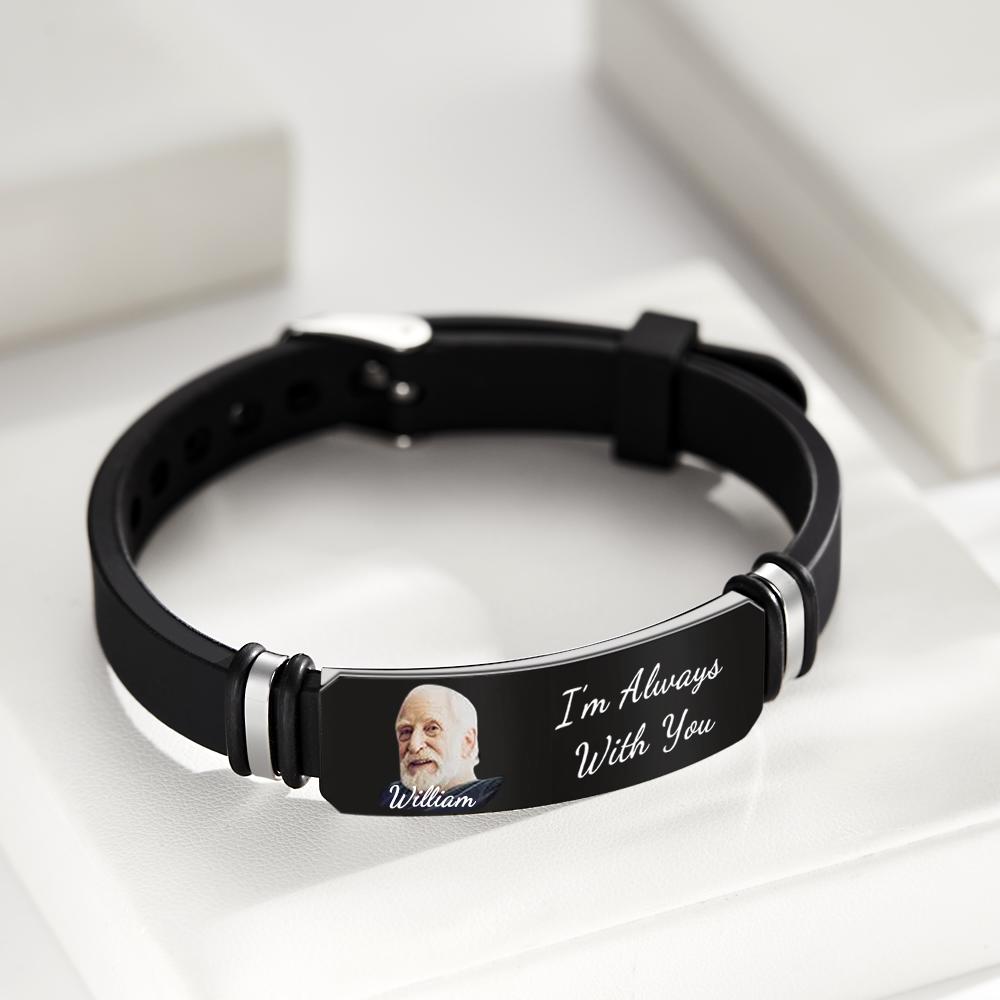 Men’s Bracelet Custom Photo Memorial Bracelet Engraved Commemorate Photo Memory