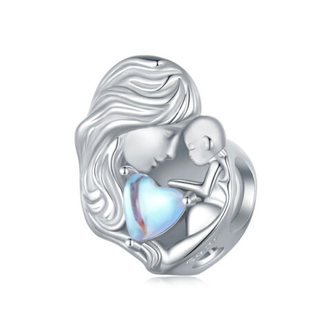 Guaranteed Happy Tears: Moonstone Parent-child Charm Silver