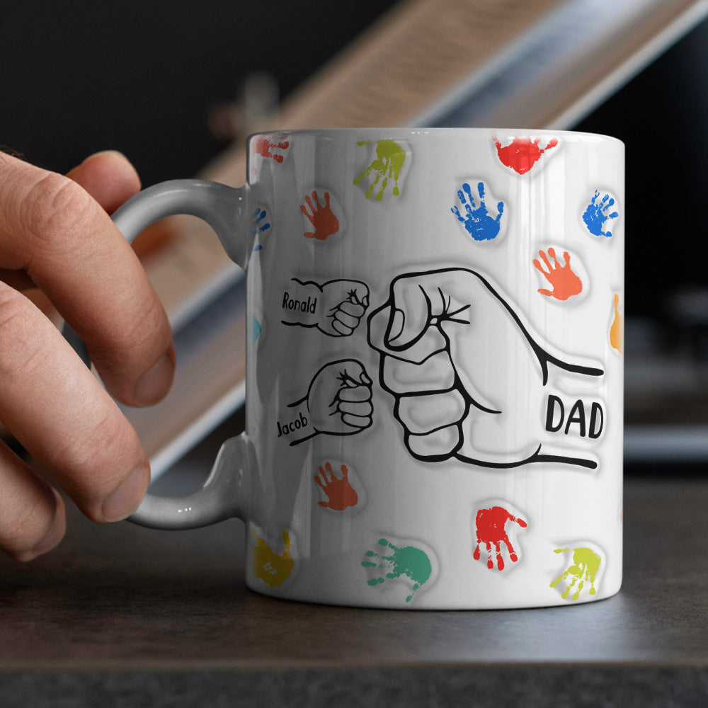 Personalized Custom Names 3D Inflated Effect Printed Mug Gift for Dad