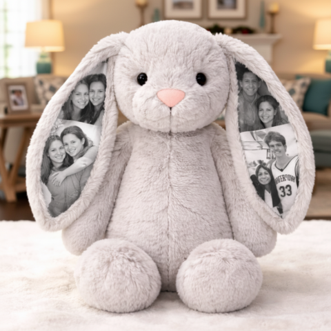Custom Photo Bunny Plush – Personalized Hidden Ear Picture Bunny