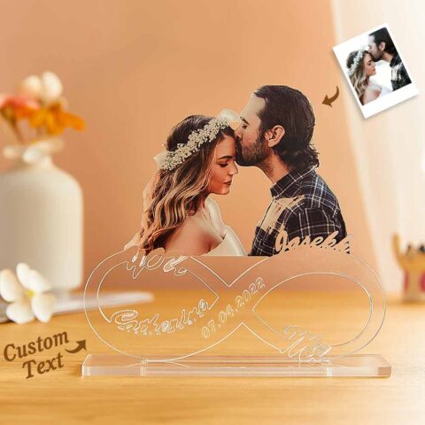 Custom Photo Engraved Acrylic Plaque Personalized Infinity Name Desktop Plaque Anniversary