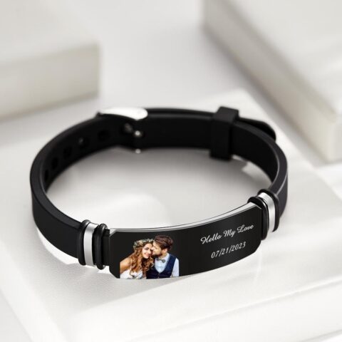 The Gift They Show Everyone: Custom Men’s Photo Engraved Bracelet Wedding