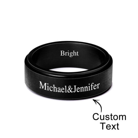 A promise that fits perfectly: Personalized Ring Stainless Steel All Black Custom