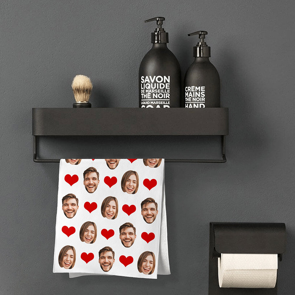 Custom Couple Faces Towel Personalized Photo Towel Funny