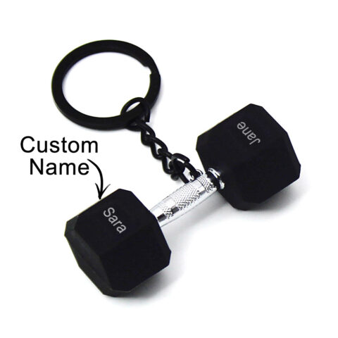 Custom Weightlifting Dumbbells Keychain Metal Rubber Accessories Equipment Mini Keychain