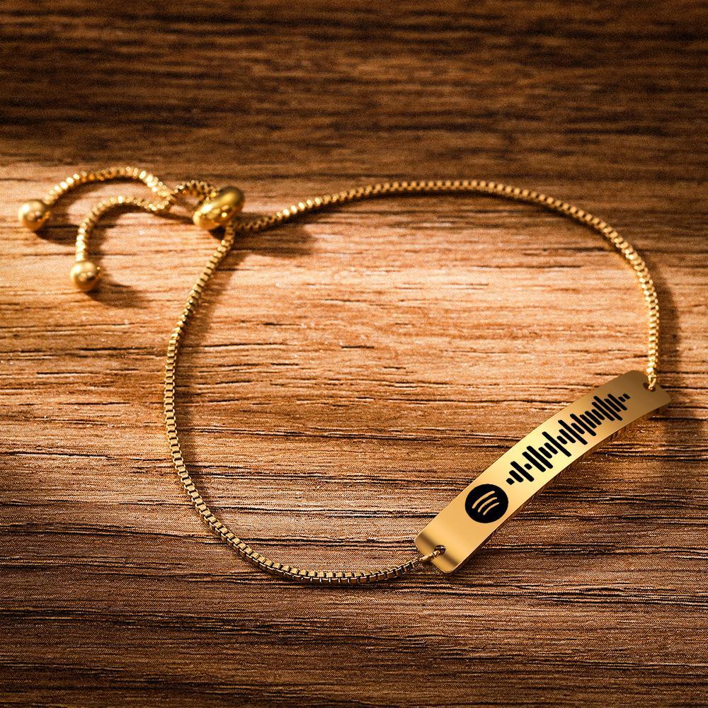 Guaranteed Happy Tears: Scannable Spotify Code Bracelet Engraved Bar Bracelet Silver