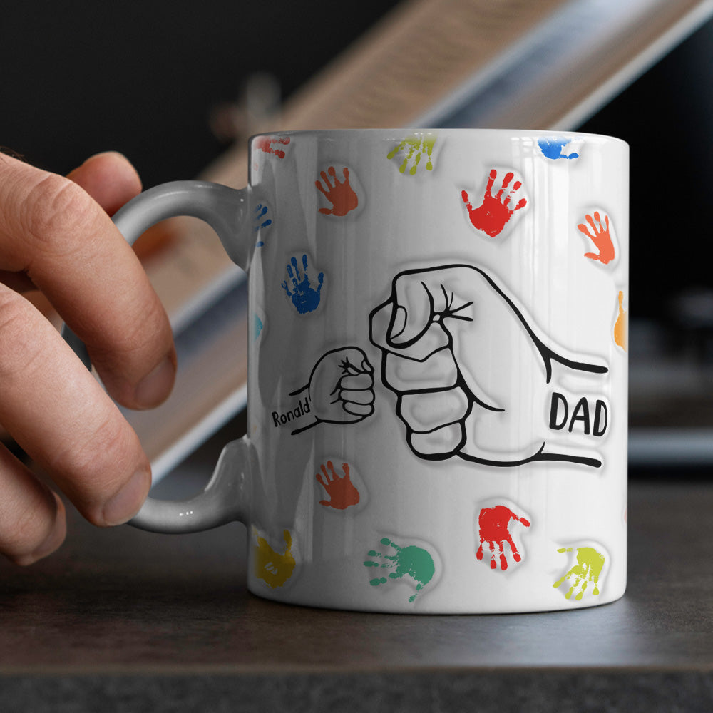 Personalized Custom Names 3D Inflated Effect Printed Mug Gift for Dad