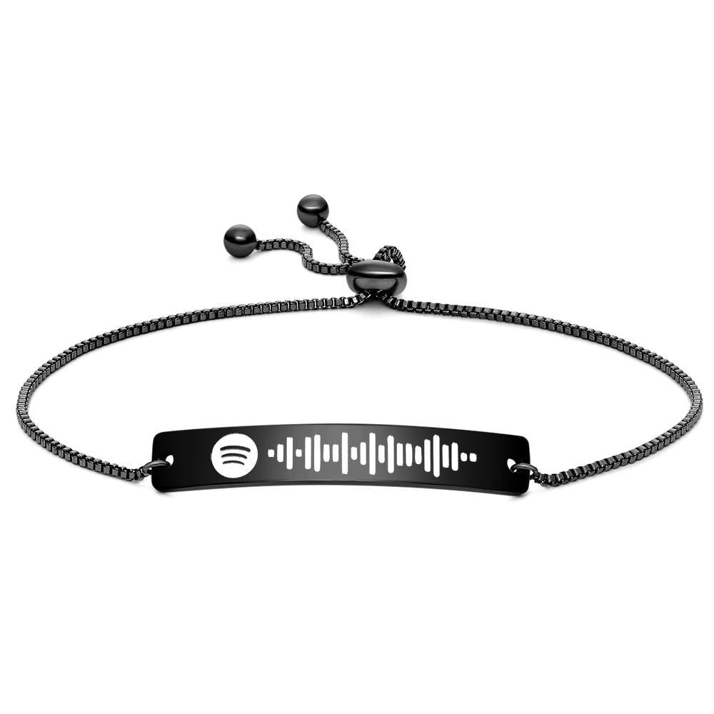 Guaranteed Happy Tears: Scannable Spotify Code Bracelet Engraved Bar Bracelet Silver