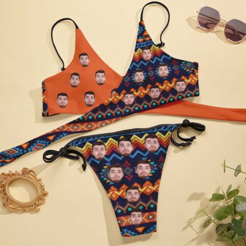 Custom Face Swimwear Personalized Women’s Cross Strap Bikini Set For Summer