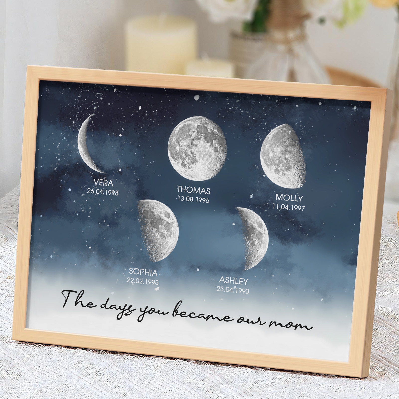 Personalized Starry Night The Day You Became Mom Custom Birth Moon