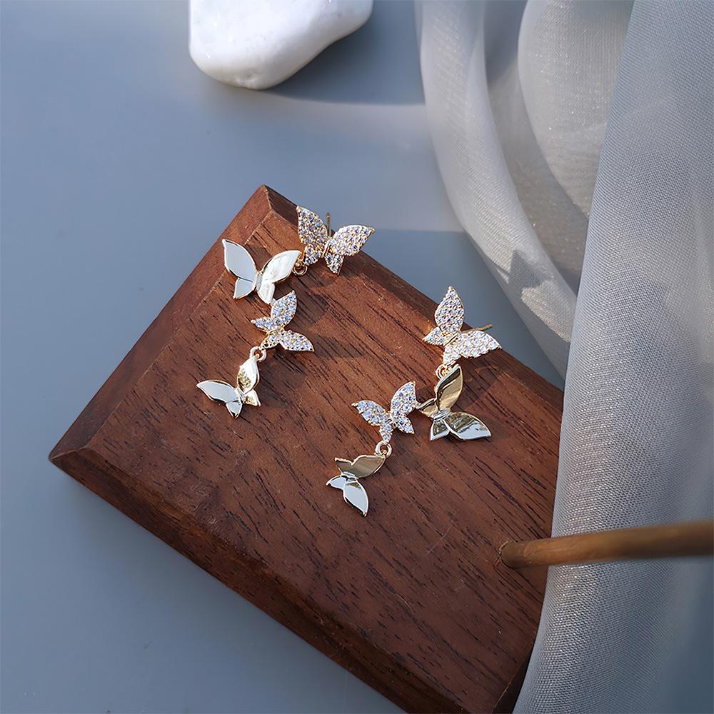 Butterfly Linear Drop Earrings Social Butterfly Long Earrings Bridesmaid