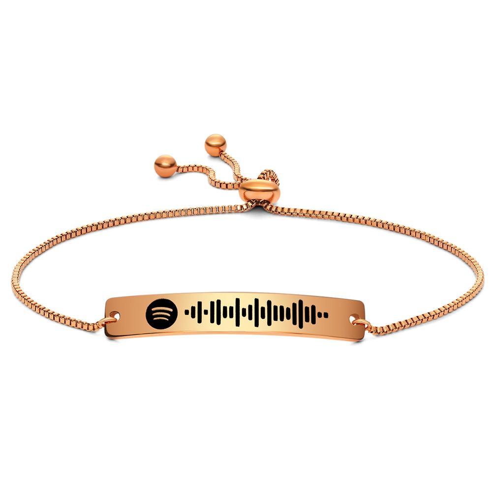 Guaranteed Happy Tears: Scannable Spotify Code Bracelet Engraved Bar Bracelet Silver