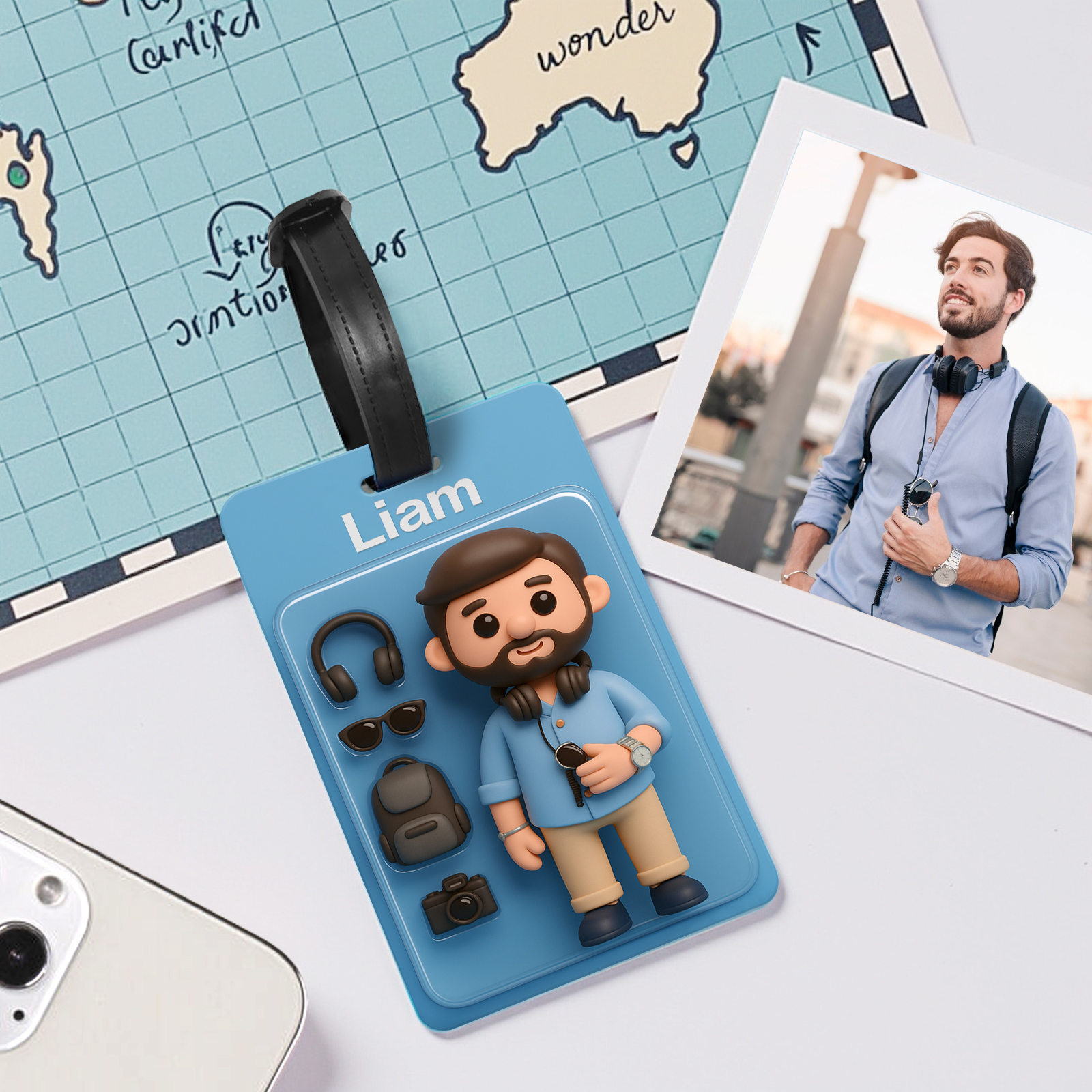 Fully Body Custom 3D Effect Cartoon Character Traveling Luggage Tag