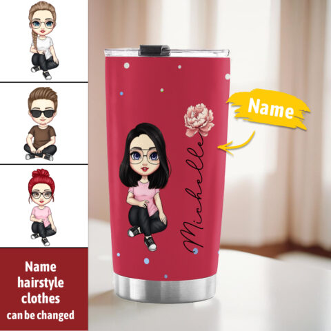 Personalized Tumbler Cup Custom Cute Cartoon Birth Flower Water Cup Custom