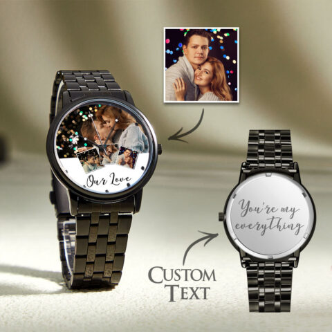 Time flies – give them a reason to check it: Personalized Engraved Photo Watch Men’s