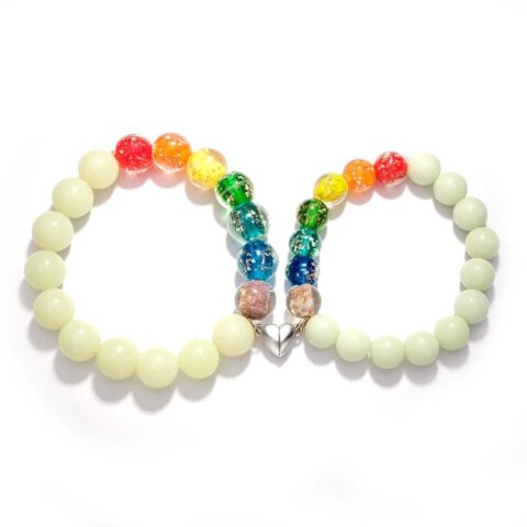 Their New Everyday Carry: Colorful Couple’s Firefly Glass Stretch Beaded Bracelet Glow