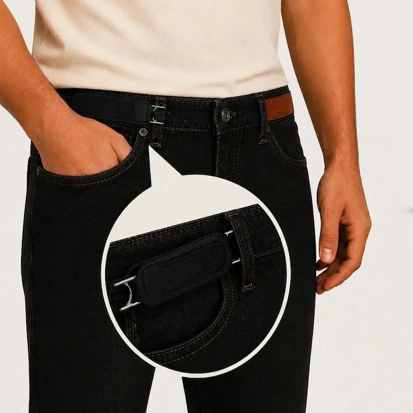 Buckle-Free Elastic Belt for Jeans Adjustable Waist Tightener hook and loop