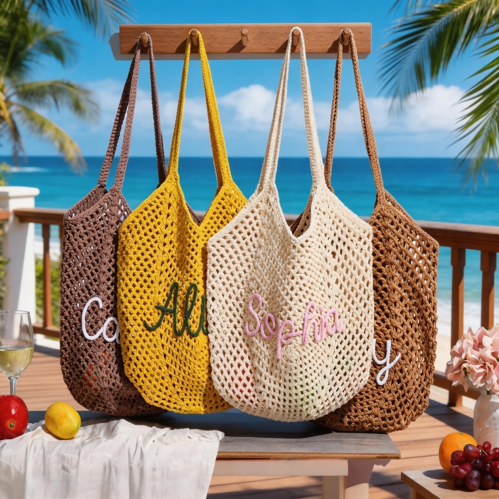Everyday carry, personally theirs: Personalized Crochet Beach Bag with Custom Name