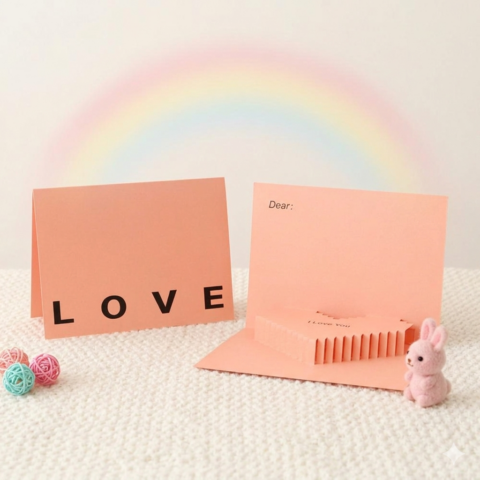 3D Creative Valentine’s Day Pop Up Card Romantic Pink Heart Pop