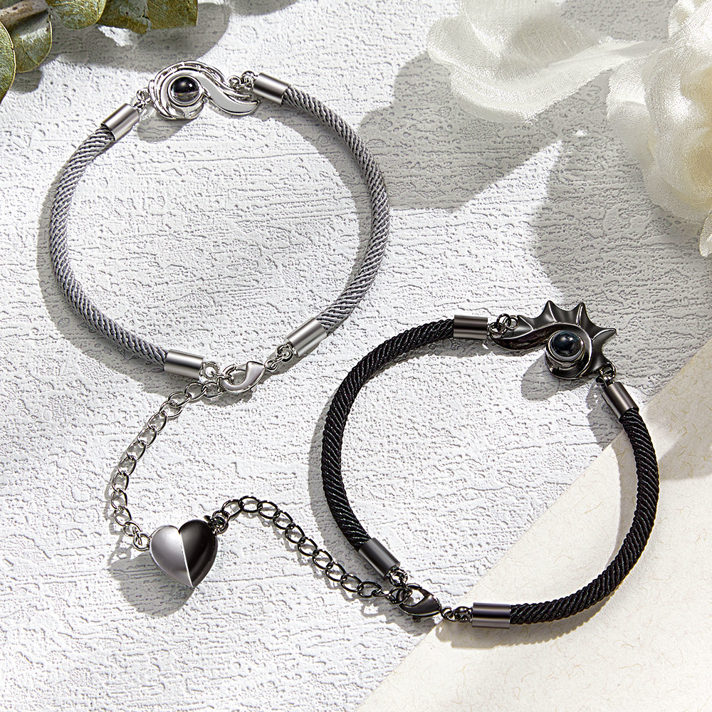 Custom Projection Couple Bracelet Magnetic Heart