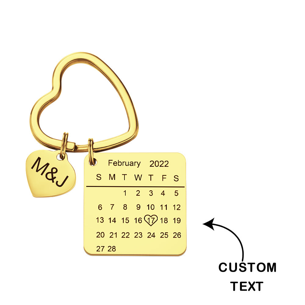 Small token, constant companion: Custom Engraved Calendar Keychain Heart Key Ring Save