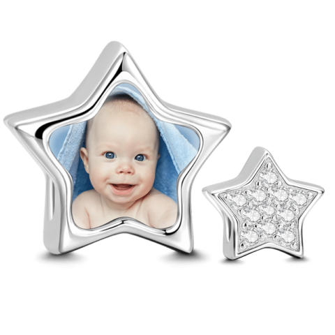 Crystal Star Photo Charm Silver