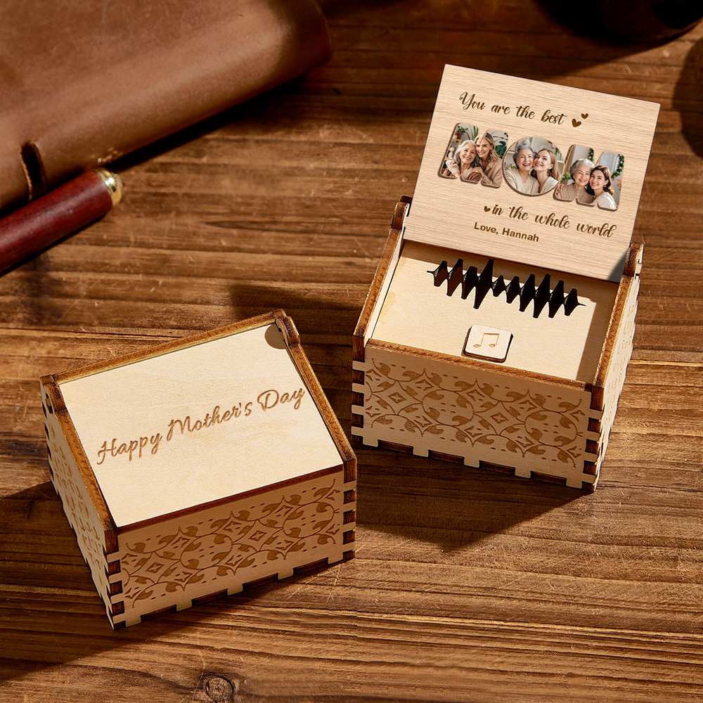 Open Slowly. Tears Likely.: Personalized Wooden Photo Music Box Custom Best Mom Music