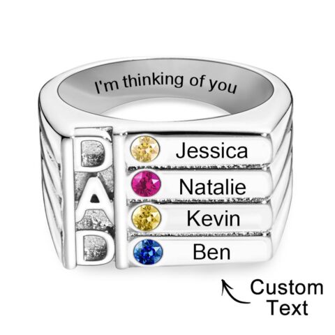 The smallest box, the biggest reaction: Father’s Ring with Birthstones- Engraved –