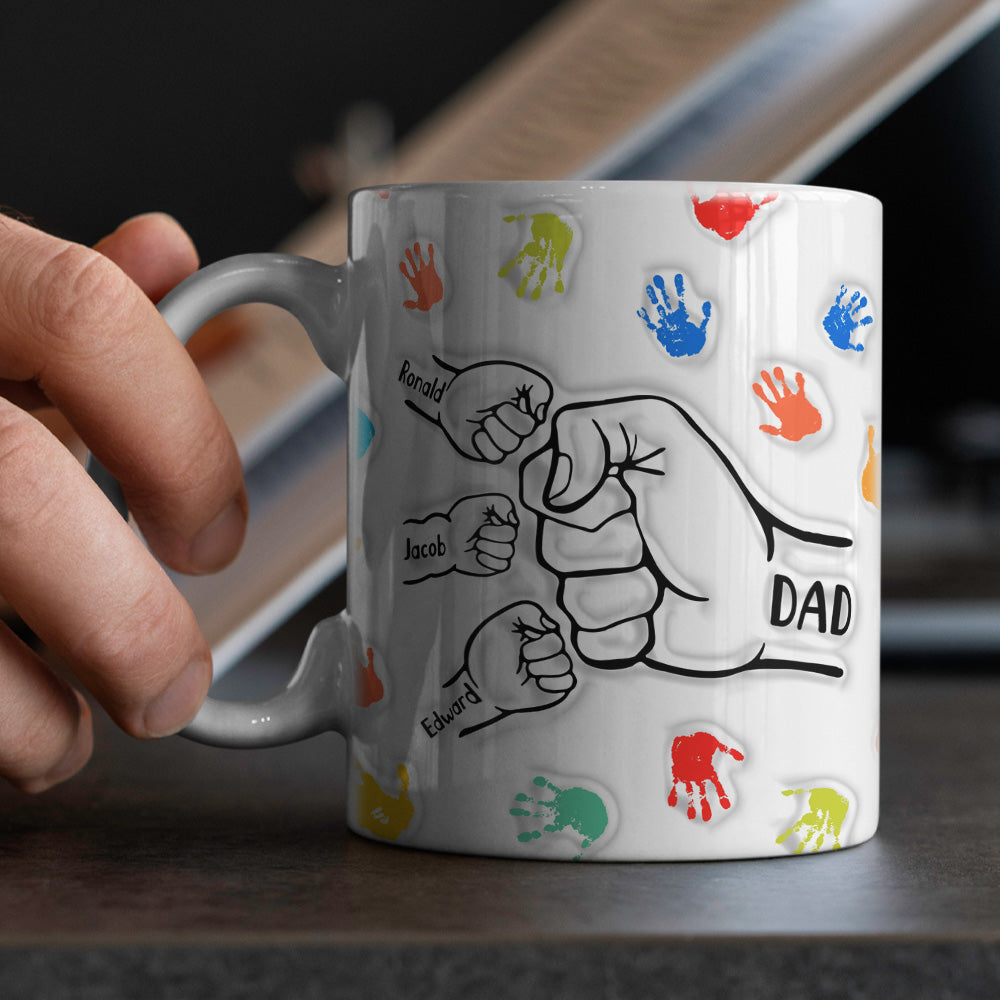 Personalized Custom Names 3D Inflated Effect Printed Mug Gift for Dad
