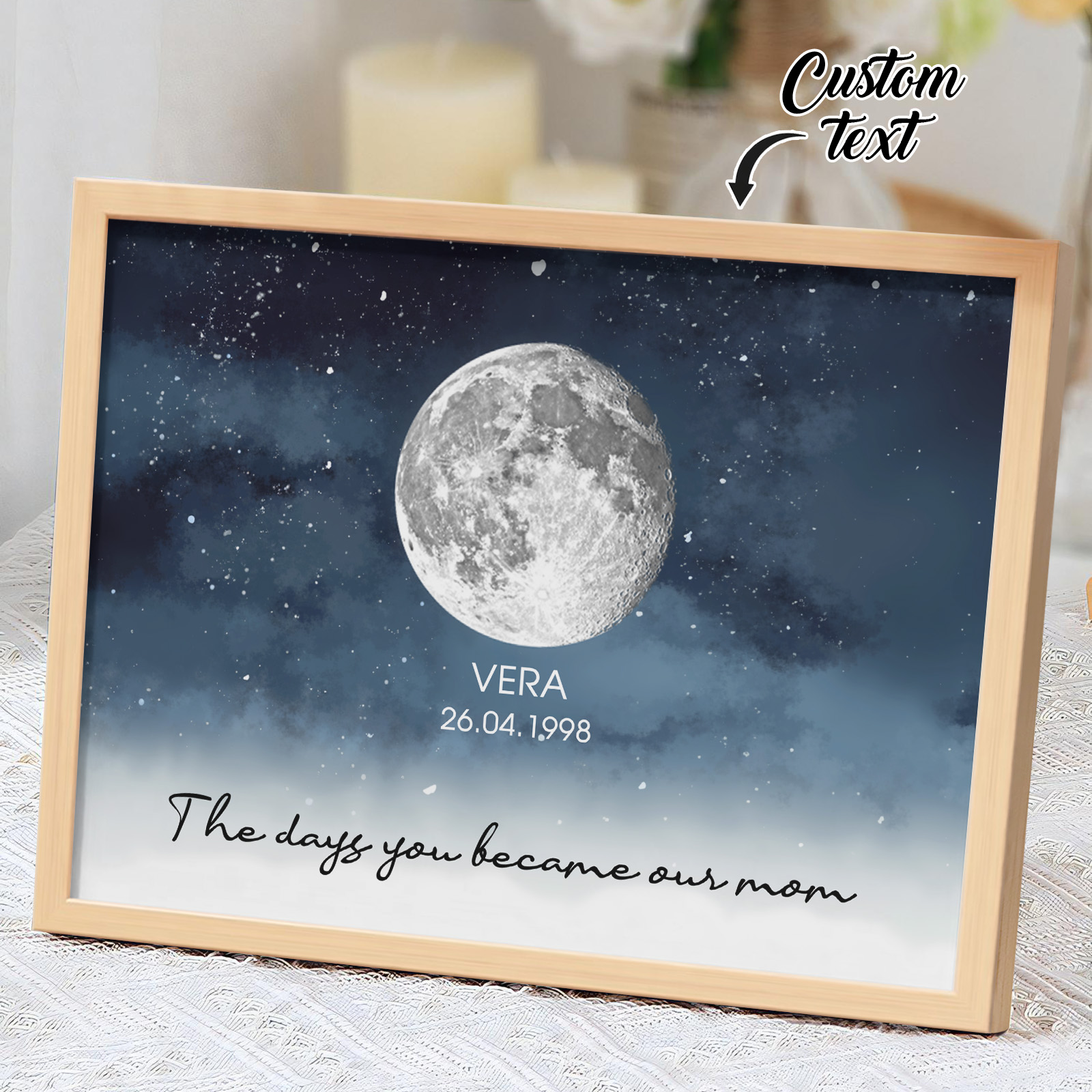 Personalized Starry Night The Day You Became Mom Custom Birth Moon