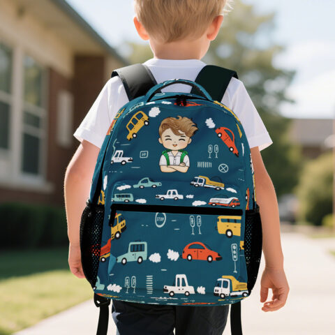 Custom Kid Backpack Custom Name Portrait Backpack Optional Background Back