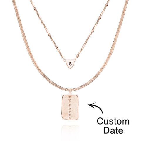 Made for One Person Only: Layered Custom Letter Necklace Personalized Date Necklace