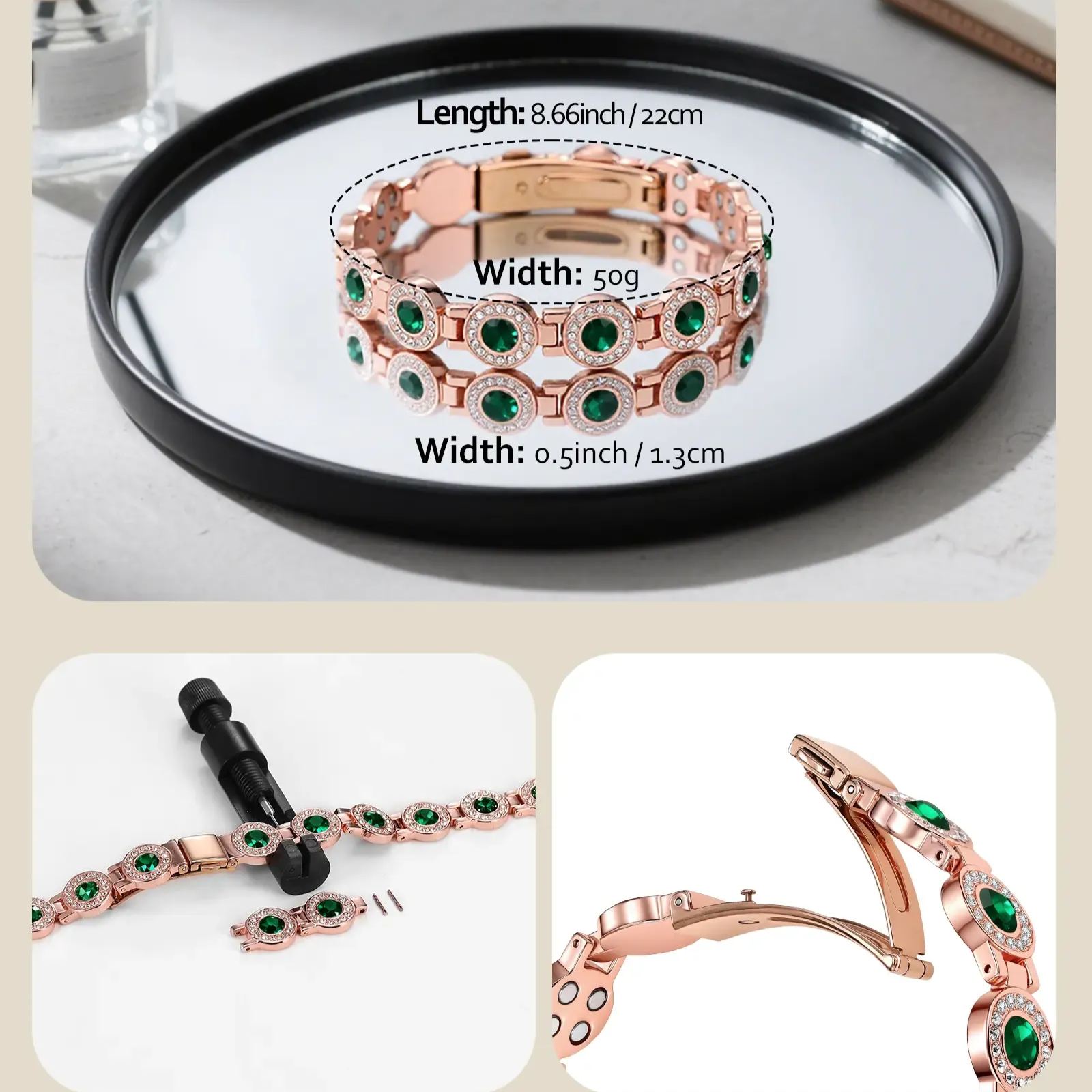 4X Strength Magnetic Copper Bracelet for Women-Updated 3800 Gauss Magnets-Adjustable Length