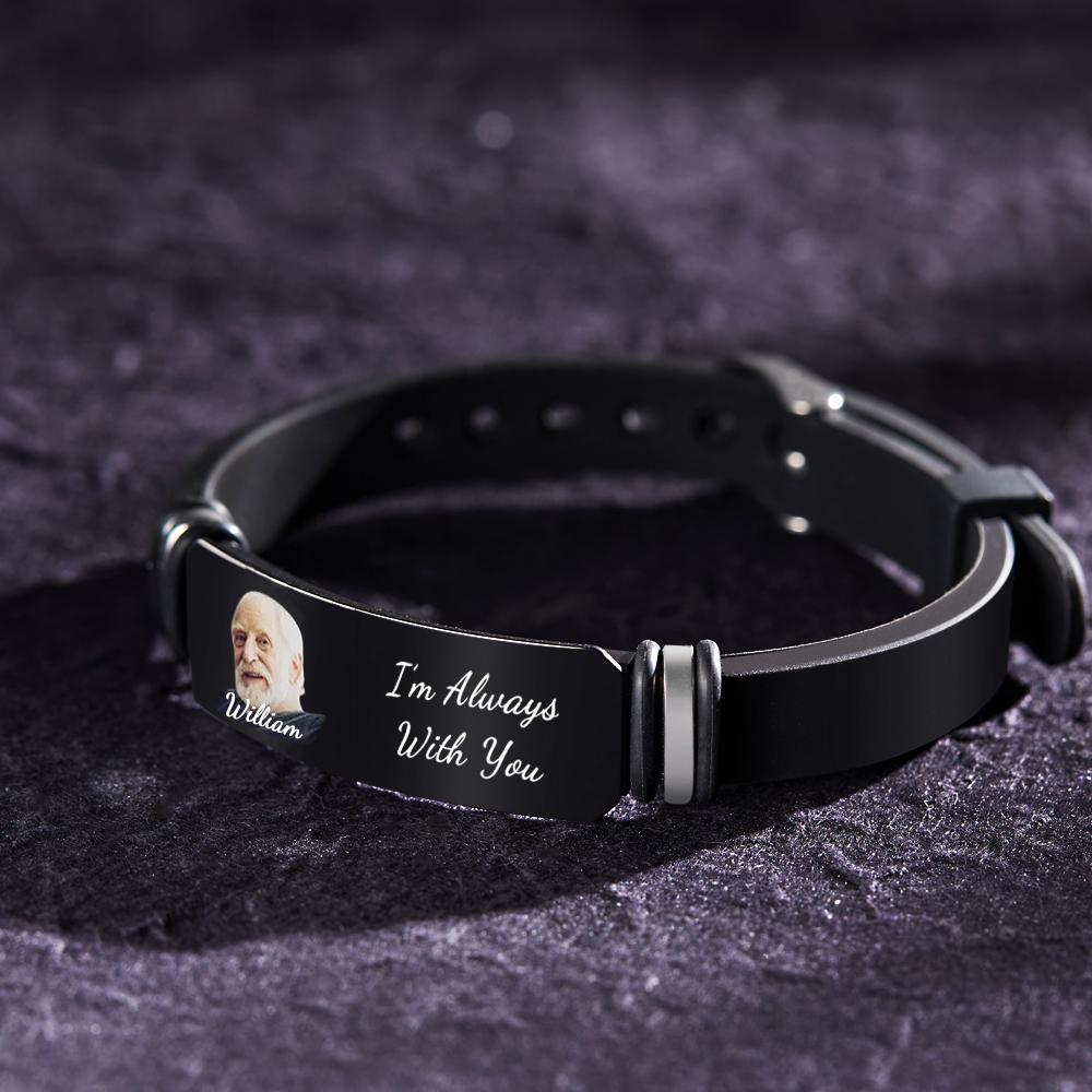 Men’s Bracelet Custom Photo Memorial Bracelet Engraved Commemorate Photo Memory