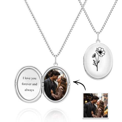 The photo they will never have to put away: Custom Photo Locket Necklace with Engravable