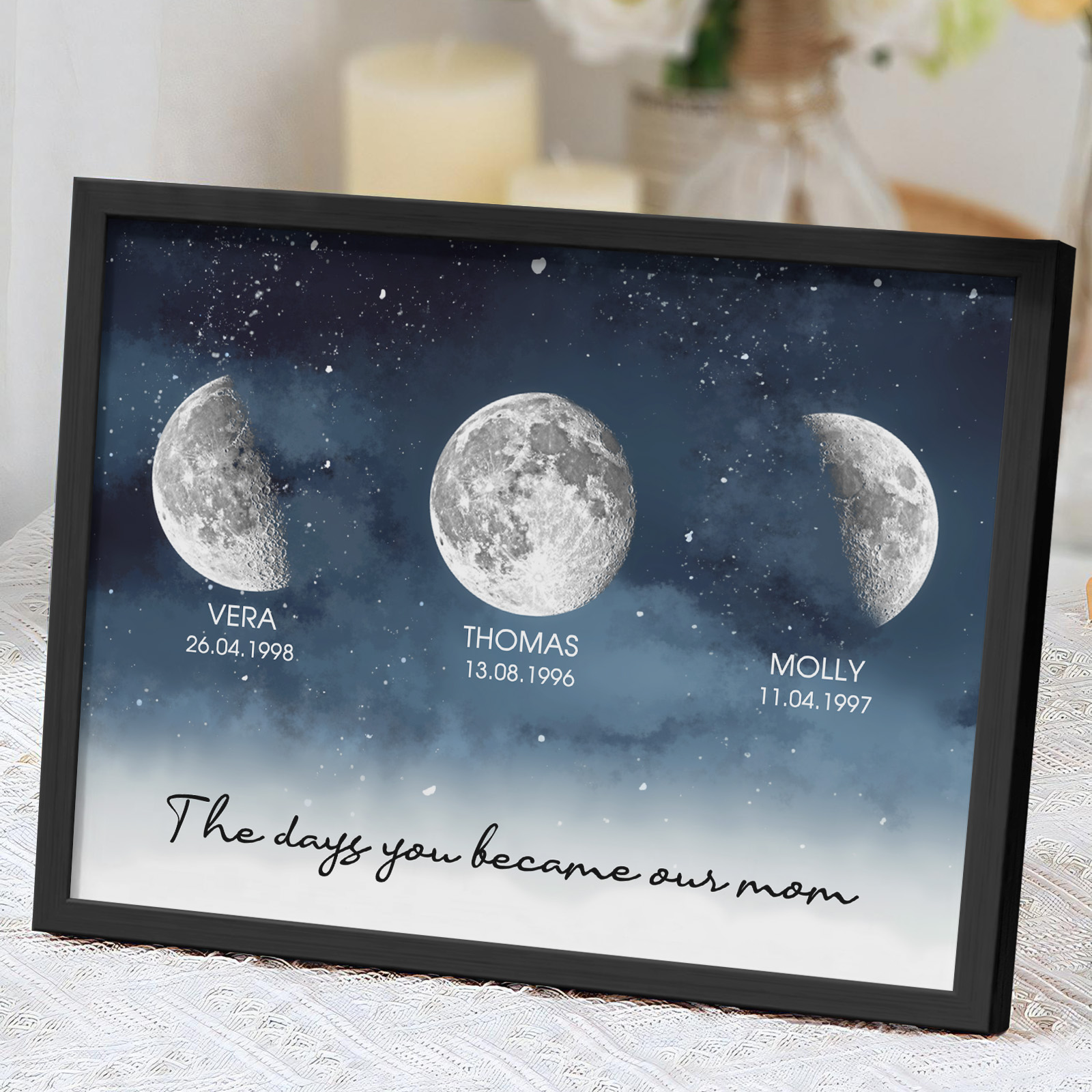 Personalized Starry Night The Day You Became Mom Custom Birth Moon