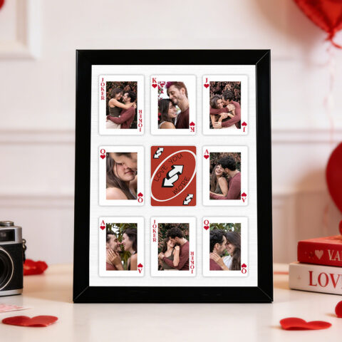 Personalized Love Playing Cards Frame, Custom Photo Wall Art for Couples,