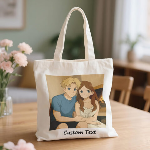 Custom Photo Canvas Bag Personalized Cartoon Anime Effect Photo Engraving Canvas