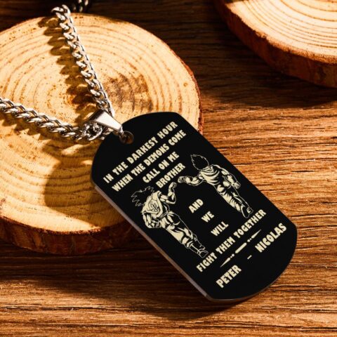 Call On Me Brother Engraved Tag Necklace In The Darkest Hour